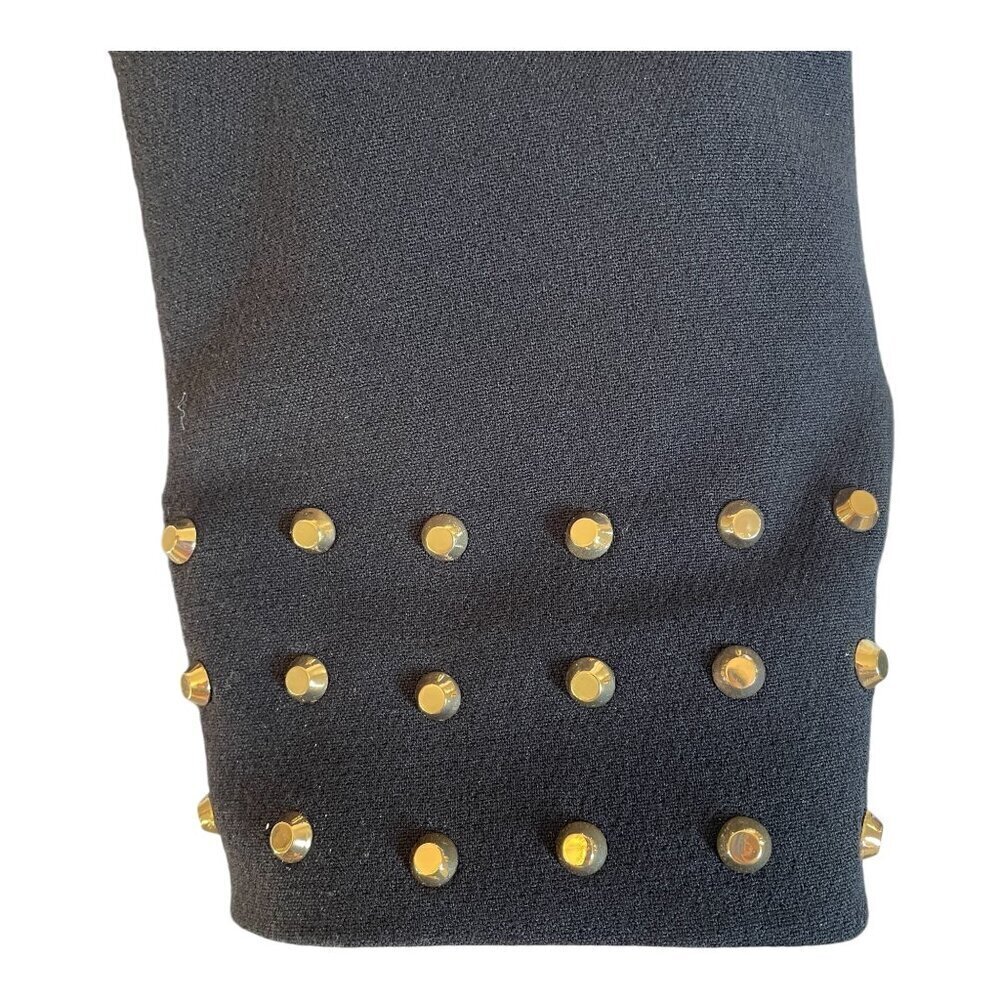 Michael Kors Black 3/4 Sleeve Structured Dress Gold Stud Sz 10 City Party Modern - Picture 5 of 10